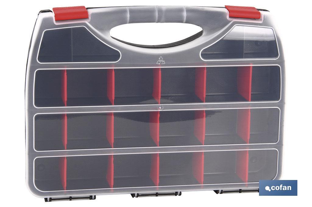 Plastic organiser carry case with 22 compartments | Product dimensions: 64 x 268 x 66mm | Polypropylene - Cofan
