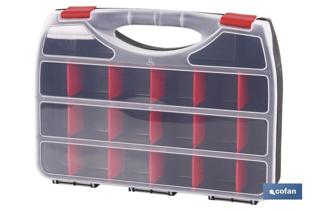 Plastic organiser carry case with 22 compartments | Product dimensions: 64 x 268 x 66mm | Polypropylene - Cofan