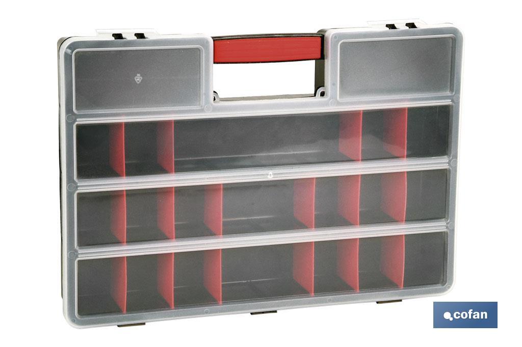 Plastic organiser carry case with 21 compartments | Product dimensions: 46 x 32 x 8cm | Polypropylene - Cofan