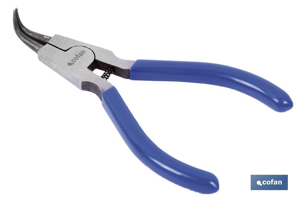 Bent round nose pliers for external circlips | High-quality steel | Size: 225mm - Cofan