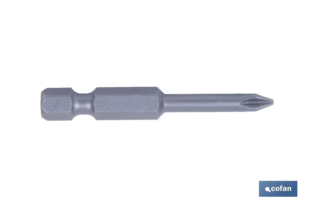 Kit de puntas de acero para atornillar | Contenido 3 puntas Phillips de 50 mm | Modelo 1/4" PH - Cofan