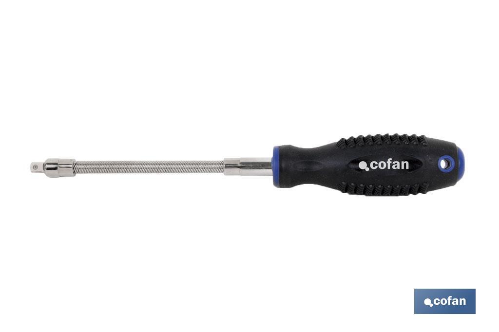 Screwdriver with flexible shank for 1/4" drive sockets | Confort Plus Model | With 1/4" square drive - Cofan