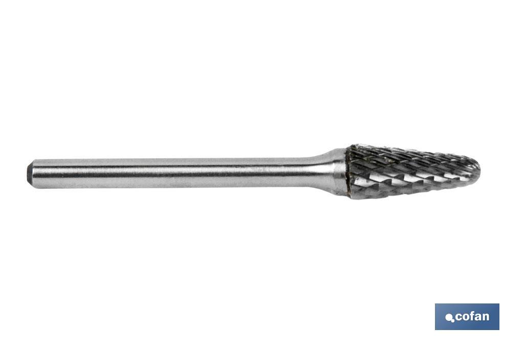 Rotary Burrs Hard Metal "Staggered Teeth" Conical Tip with Radius - Cofan