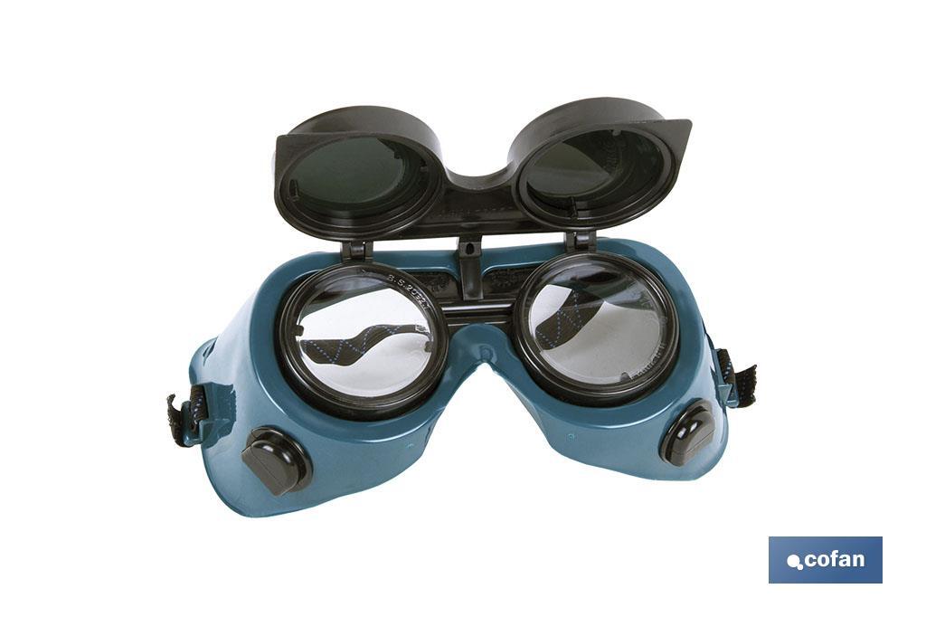 Safety welding goggles | Suitable for welders | Flip-up lenses | EN 166/EN 175 - Cofan