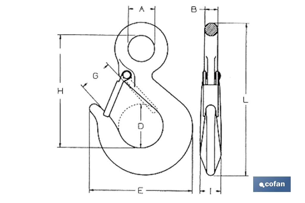Hook DIN 689 with clasp - Cofan
