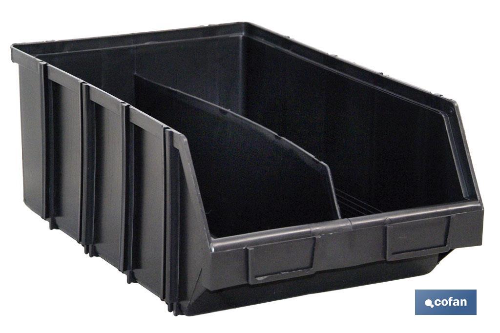 Double black plastic storage bin 4.1 | Stackable system | Product dimensions: 310 x 490 x 190mm - Cofan