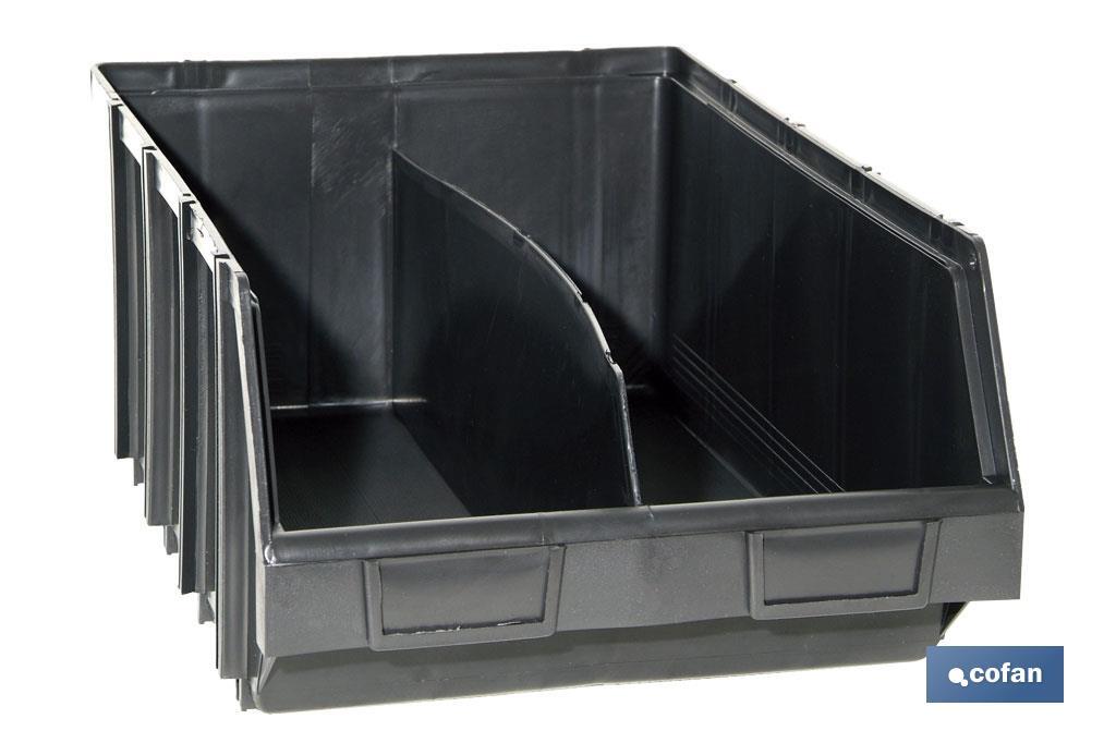 Double black plastic storage bin 4.1 | Stackable system | Product dimensions: 310 x 490 x 190mm - Cofan