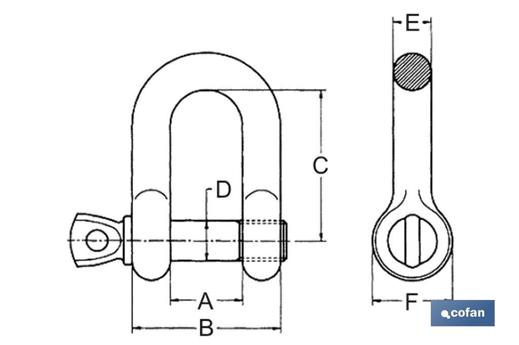 Straight shackles made of stainless steel A-2 - Cofan