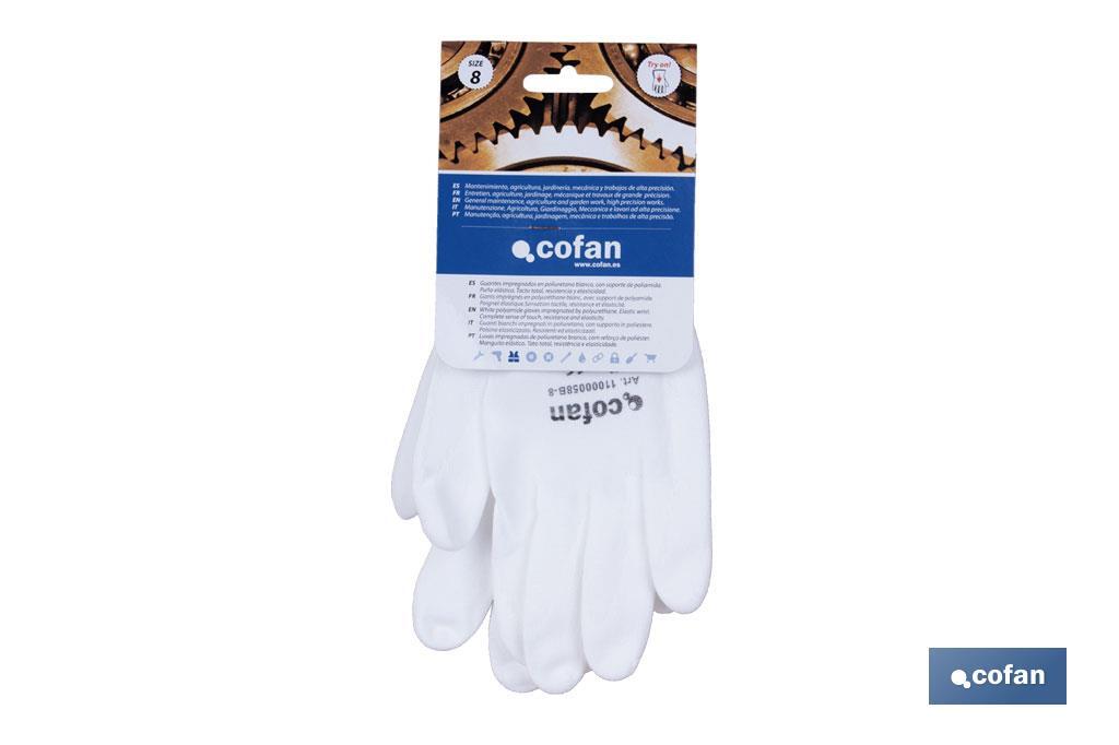 Guantes 100% Poliamida Impregnados Blancos - Cofan