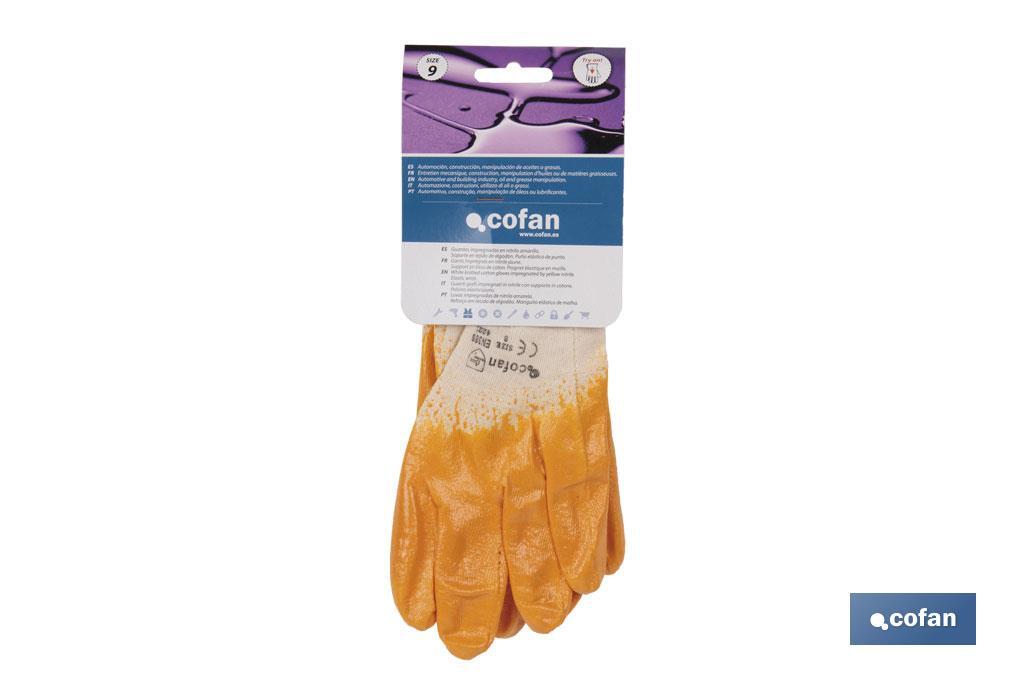 Yellow nitrile gloves | Waterproof and non-absorbent coating | Long-lasting and tough gloves - Cofan