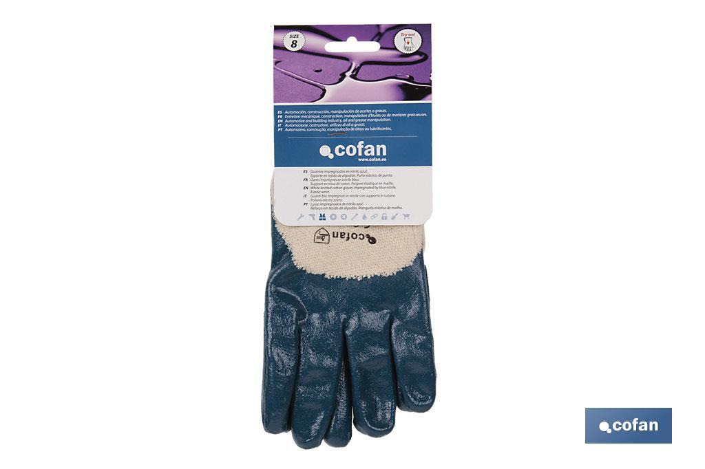 Guantes de nitrilo azules | Revestimiento impermeable y no absorbente | Larga duración y resistentes - Cofan