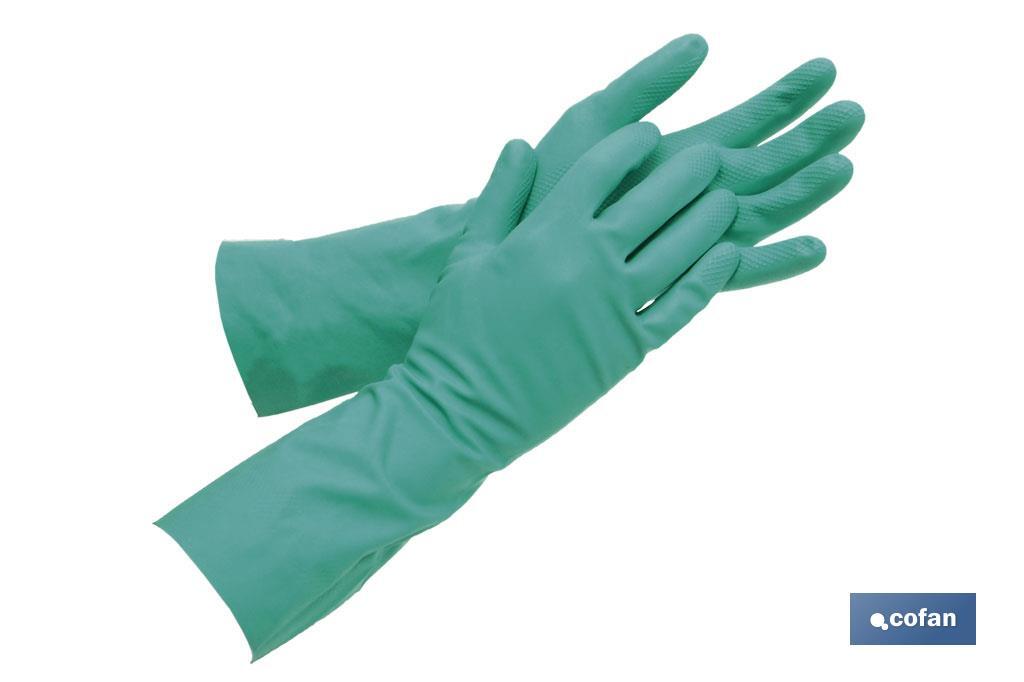 Guantes de nitrilo verde, Flocado de algodón interior, Elásticos y  resistentes, Cómodos y seguros