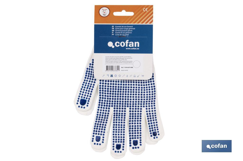 Nylon gloves (with PVC dots) - Cofan