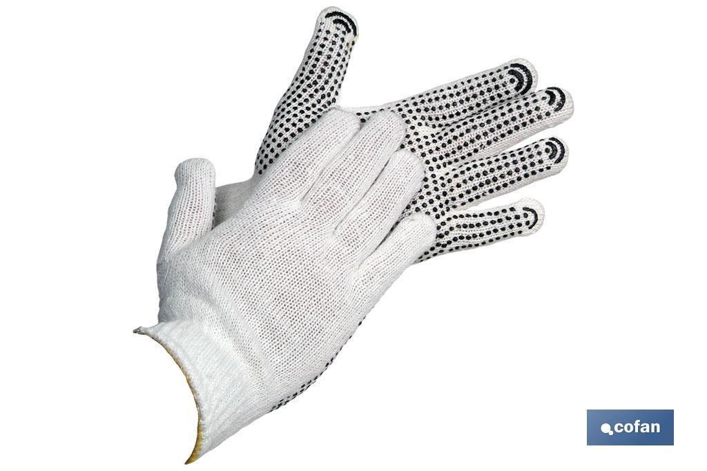 Cotton knitted gloves with PVC dot coating on the palm | Extra adhesion | Comfortable and tough gloves - Cofan