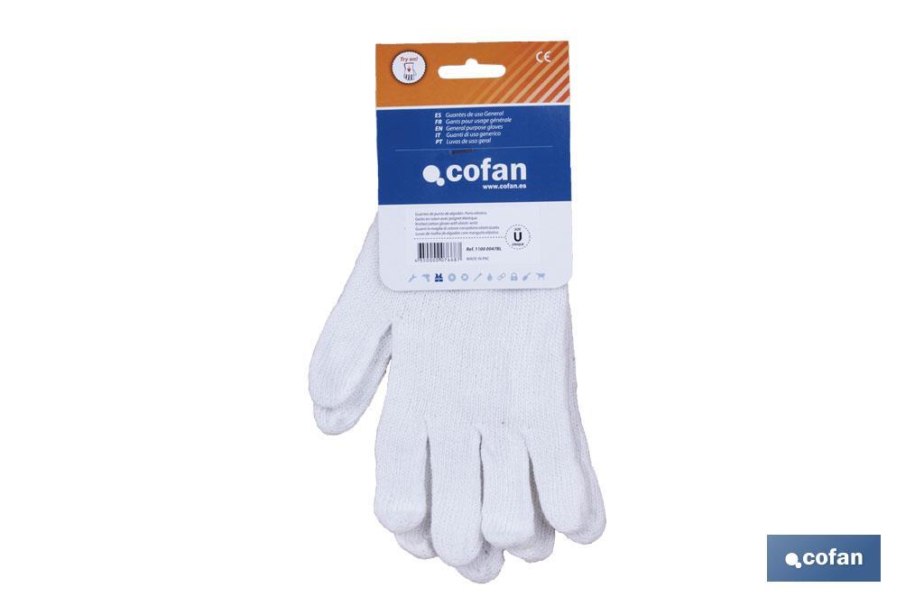 Knitted cotton gloves with elastic fist - Cofan