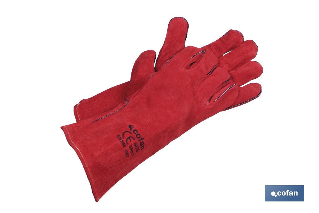 Welding gloves with long fibres | Lined interior | Suitable for welding and mechanical tasks | Tough and durable gloves - Cofan