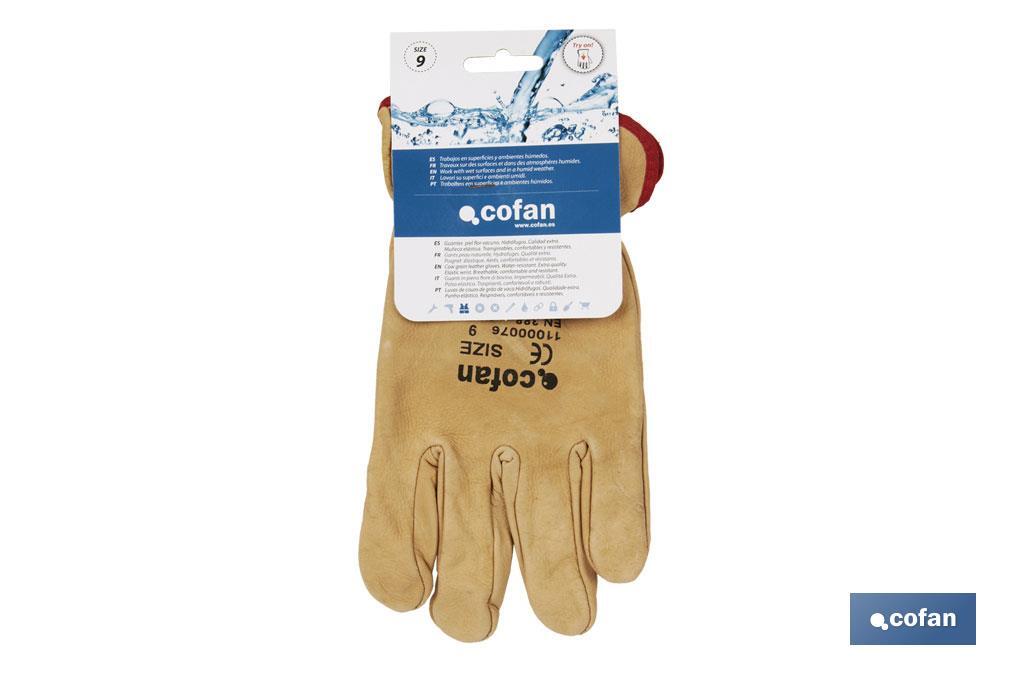 "Extra"-Rindsleder-Handschuhe Wasserabweisend - Cofan