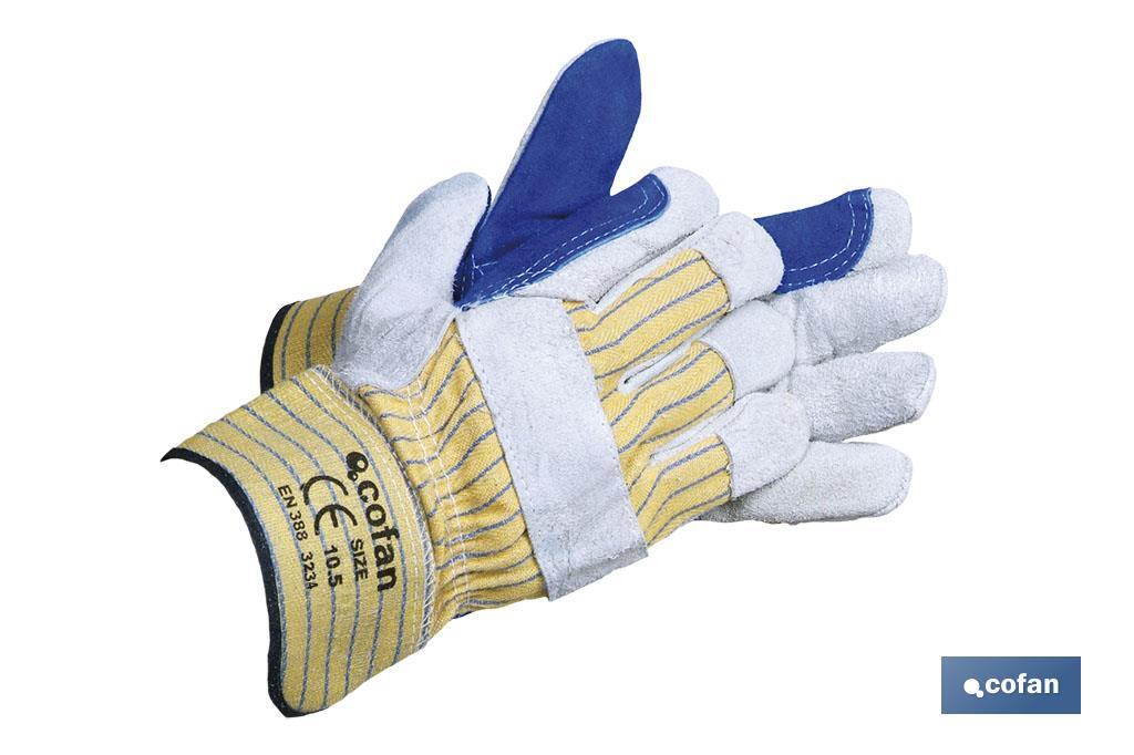 Reinforced split leather work gloves | Special for loading and unloading goods | Industrial design and tough gloves - Cofan