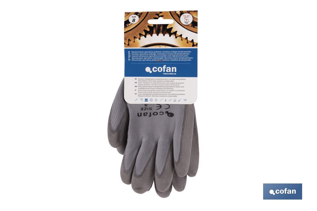 Guantes 100 % de poliéster | Impregnados para mayor seguridad | Flexibles | Protección y confort | Sin costuras - Cofan