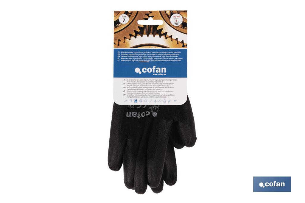 Gants 100 % en polyester | Imprégnés pour une plus grande sécurité | Flexibles | Protection et confort | Sans coutures - Cofan