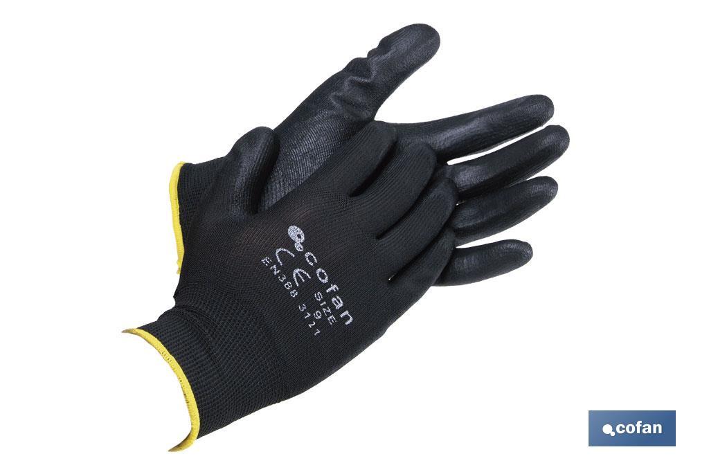 Guantes 100 % de poliéster | Impregnados para mayor seguridad | Flexibles | Protección y confort | Sin costuras - Cofan