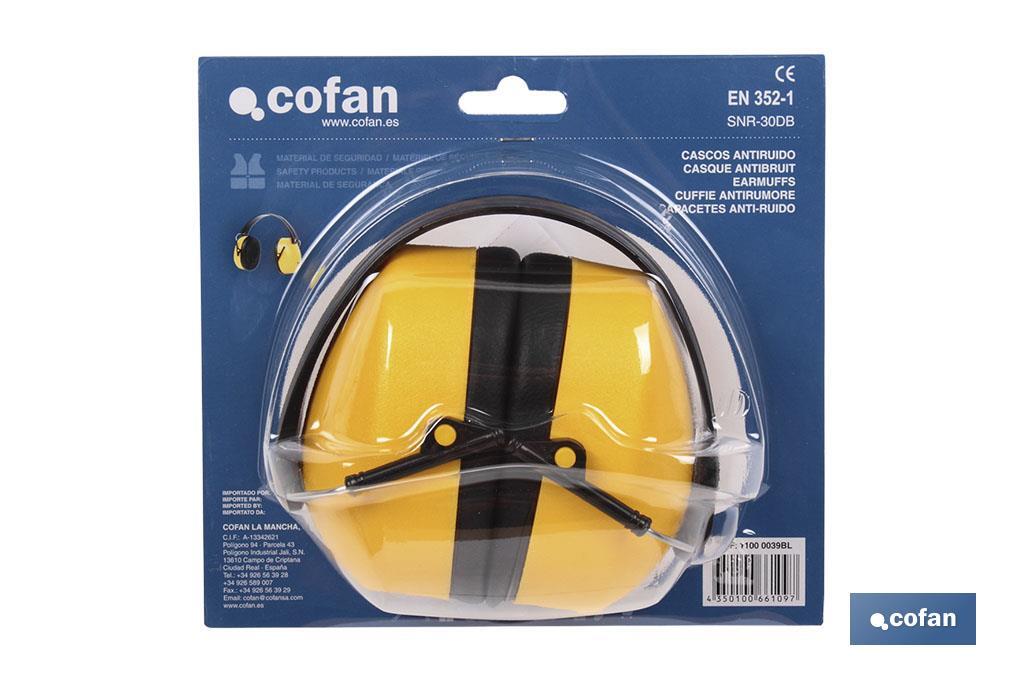 Safety earmuffs | Anti-noise device | Yellow | ABS and polystyrene | Available with or without blister pack - Cofan