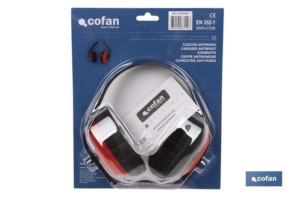 Blister Capacete anti-ruido I Cor vermelho I Protecção auditiva I SNR: 27db I EN 352-1 - Cofan