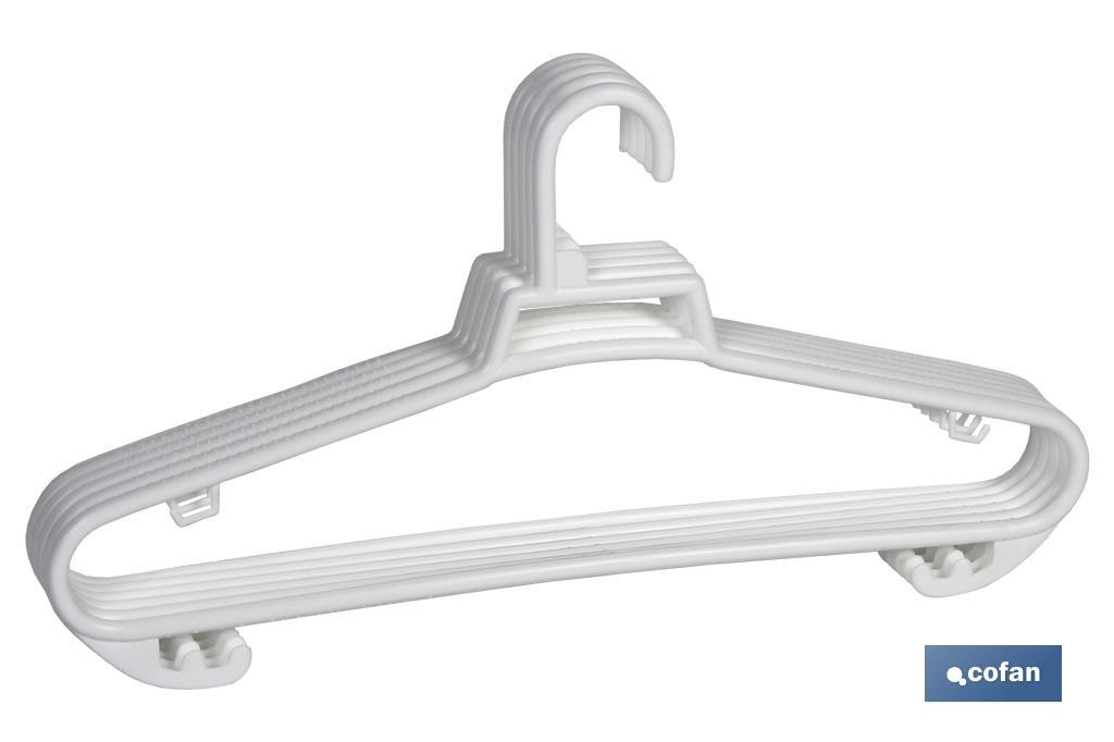 Pack de 6 cabides de plástico para roupas | Anti-deslizantes | Em Várias Cores | Medidas 38 x 18 cm - Cofan