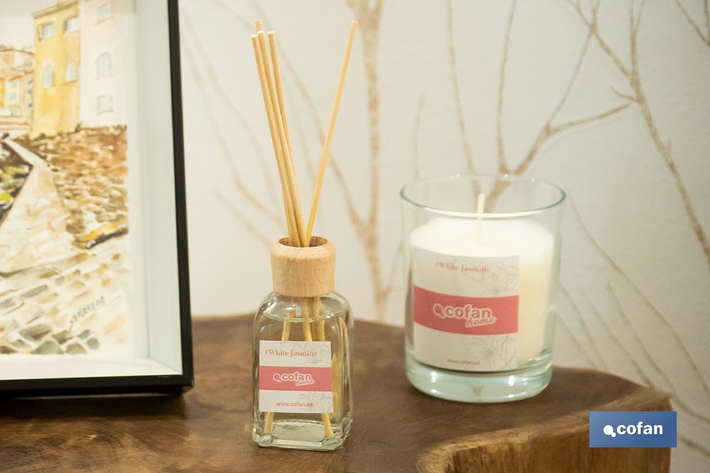 Reed diffuser | Aroma of jasmine | Rattan scent sticks - Cofan