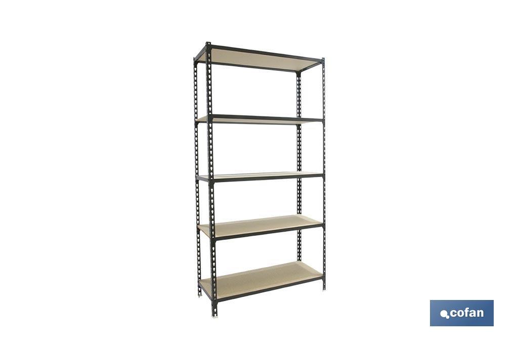 Steel shelving unit | Anthracite | Available with 5 wooden tiers | Size: 1,800 X 900 X 400MM - Cofan