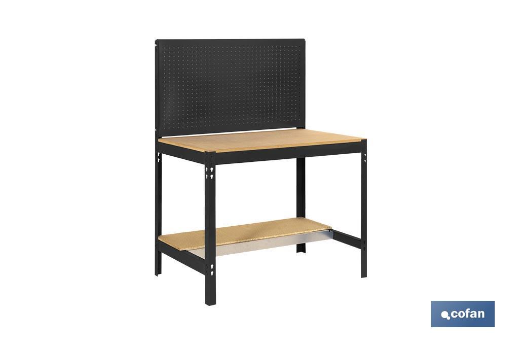 Workbench | With perforated tool panel and 2 wooden shelf boards | Available in anthracite | Size: 1,445 X 910 X 610MM - Cofan