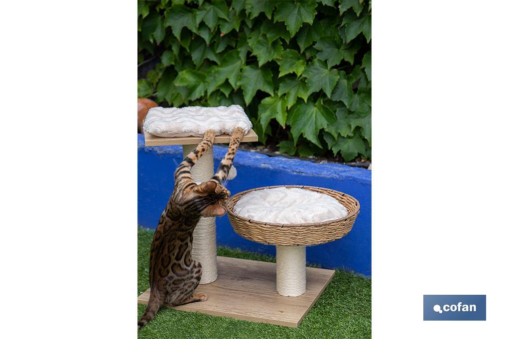 Cat scratcher with toy | Beige | Size: 48 x 39 x 51cm - Cofan