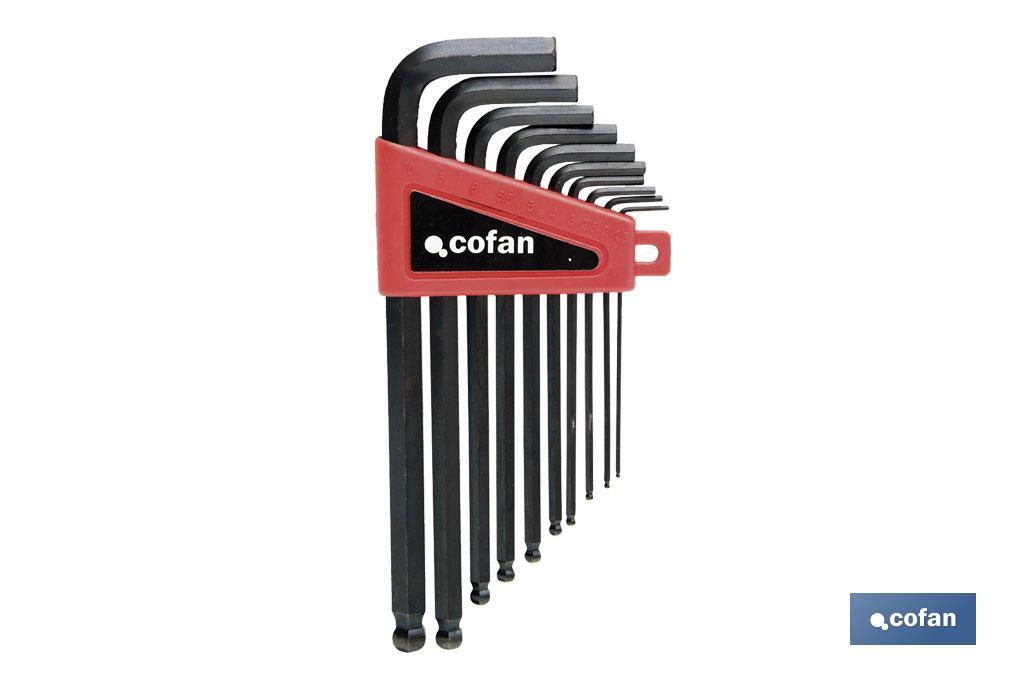 Set of hex keys with ball end | 10 pieces | Size content from 1.5 to 10 - Cofan