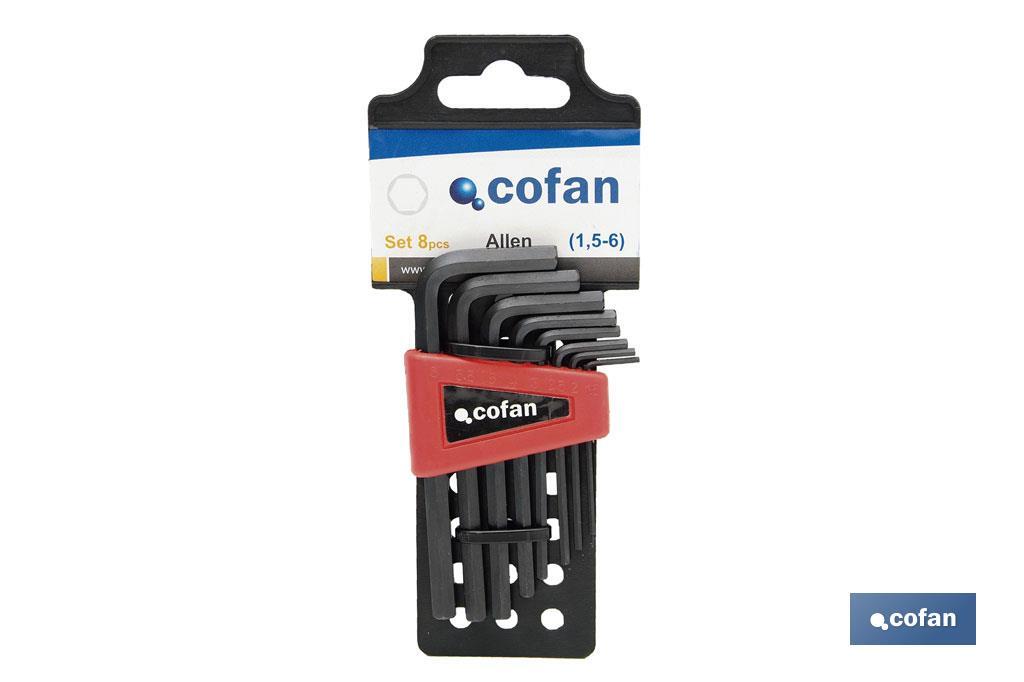 Set of hex keys | 10 pieces | Content: 1.5 - 2 - 2.5 - 3 - 4 - 5 - 5.5 - 7 - 8 - 10 - Cofan