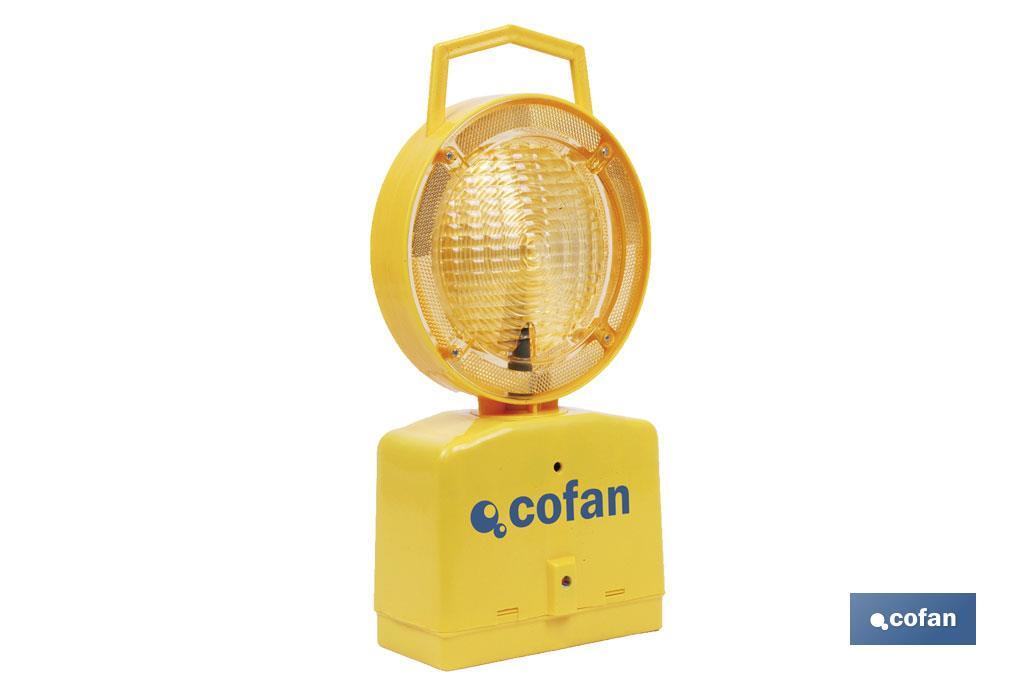 Barricade warning light for signalling construction sites | Darkness sensor included | Yellow - Cofan