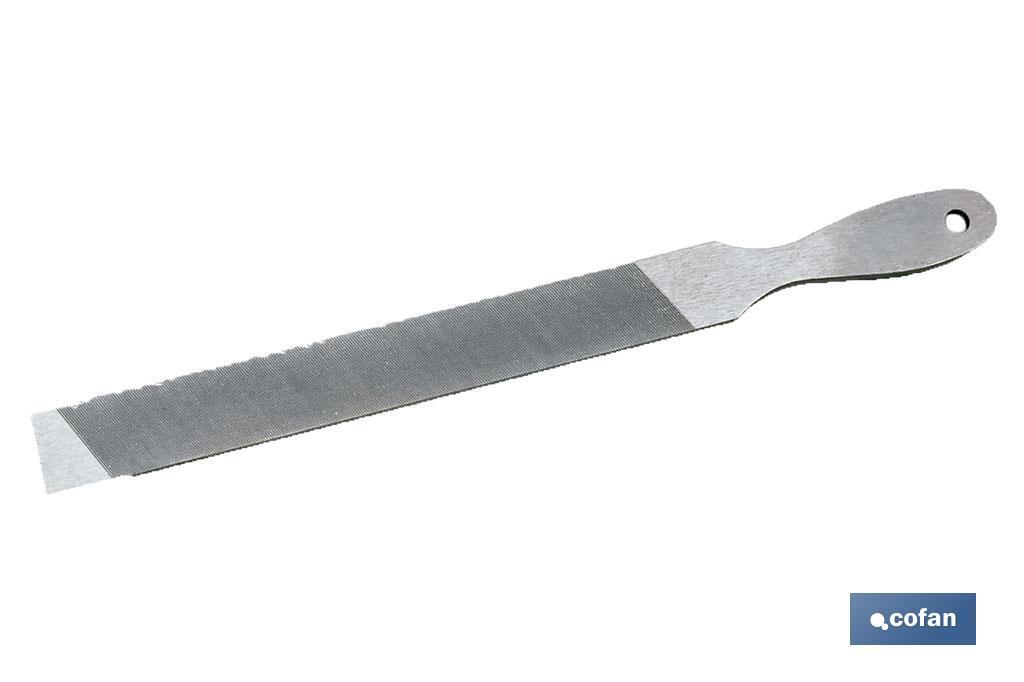 Flat parallel | Metal handle | Length: 200mm; Grit: 16 | Wide: 25mm; Thickness: 5mm | Second cut model - Cofan