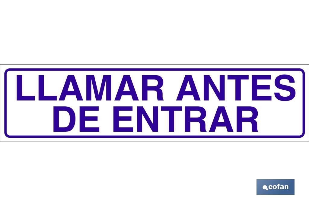 Llamar antes de entrar - Cofan