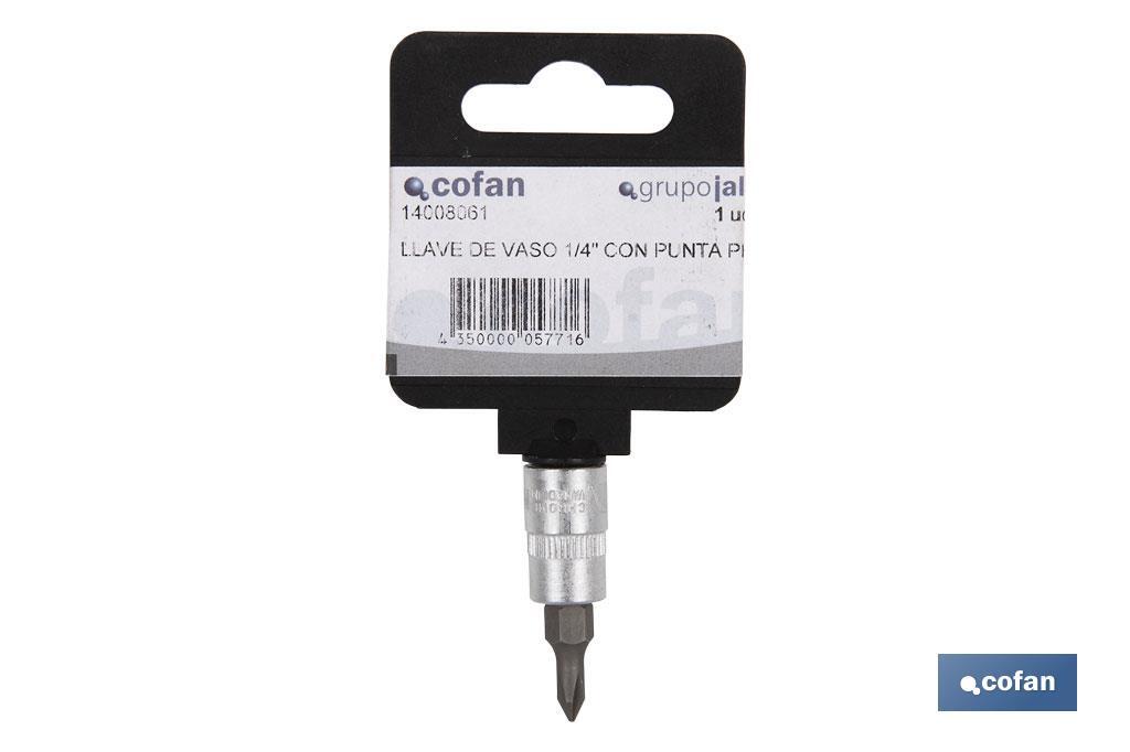 1/4" screwdriver bit socket | High-quality chrome-vanadium steel | With Phillips 3 tip - Cofan