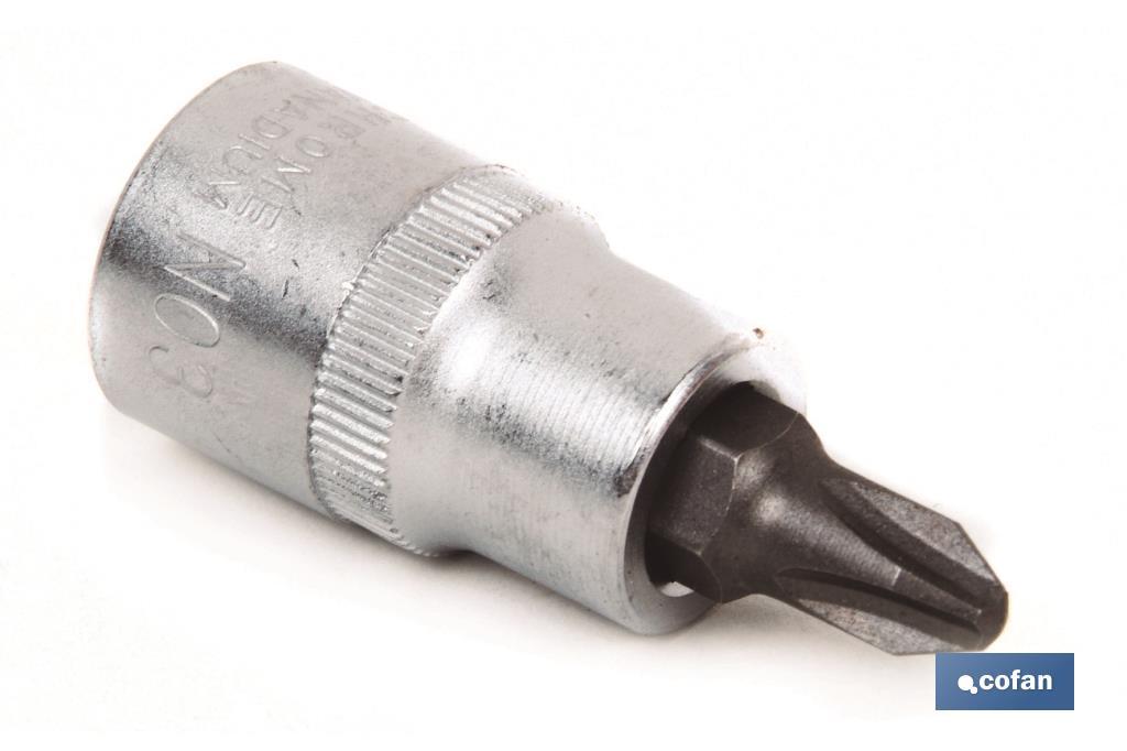 3/8" screwdriver bit socket | High-quality chrome-vanadium steel | With Phillips 3 tip - Cofan