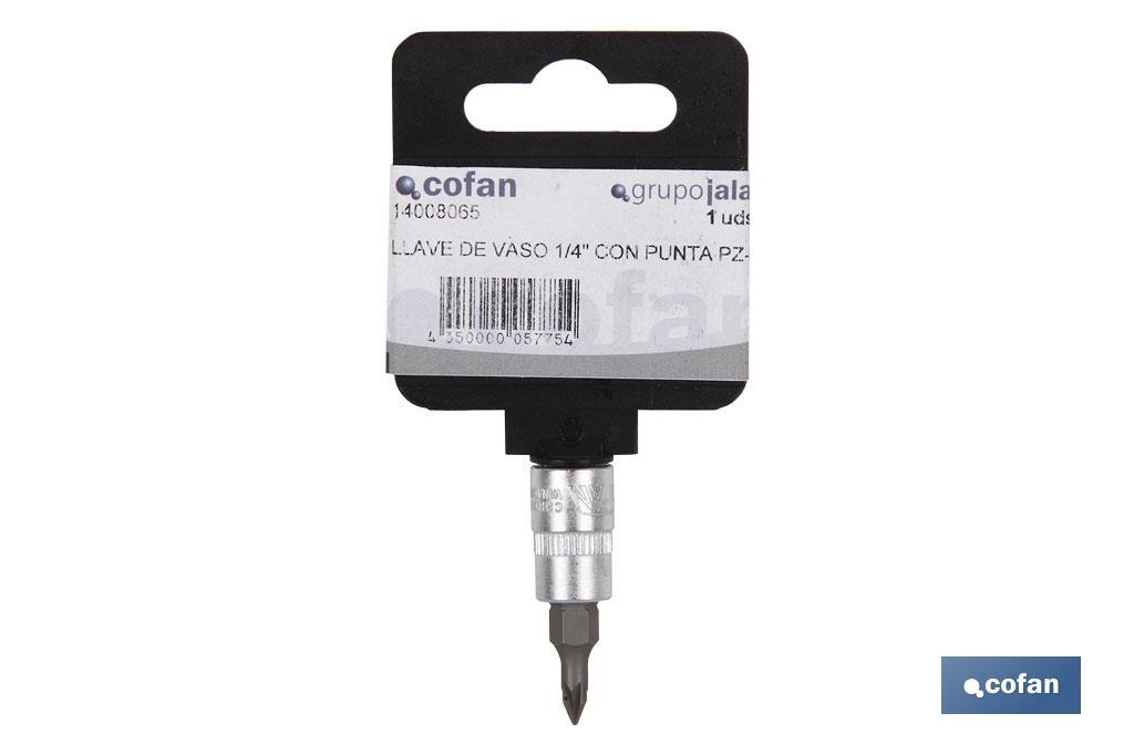 1/4" screwdriver bit socket | High-quality chrome-vanadium steel | With Pozidriv 3 tip - Cofan
