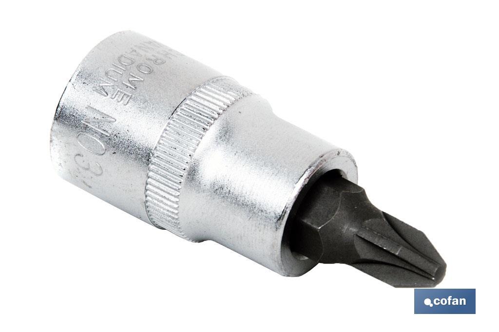 1/2" screwdriver bit socket | High-quality chrome-vanadium steel | With Pozidriv 3 tip - Cofan