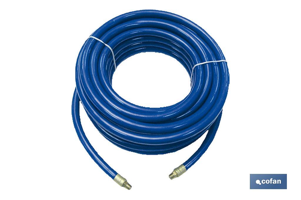 Manguera de compresor Ø8 x 12mm (Rosca macho BSP 1/4") longitud 15 Metros | Manguera azul para aire comprimido en PVC - Cofan