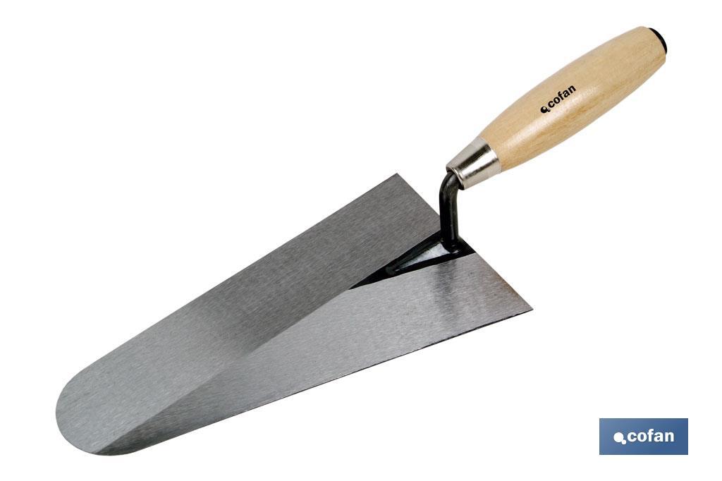 Forged round tip trowel, Portugal Model | Available in various lengths | Suitable for construction industry | Wooden handle - Cofan