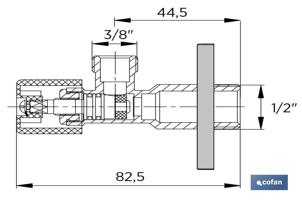 Cofan Angle Valve | Pistón Model | Size: 1/2" x 3/8" | Brass CV617N | Turn Angle Valve with Adjustable Piston - Cofan