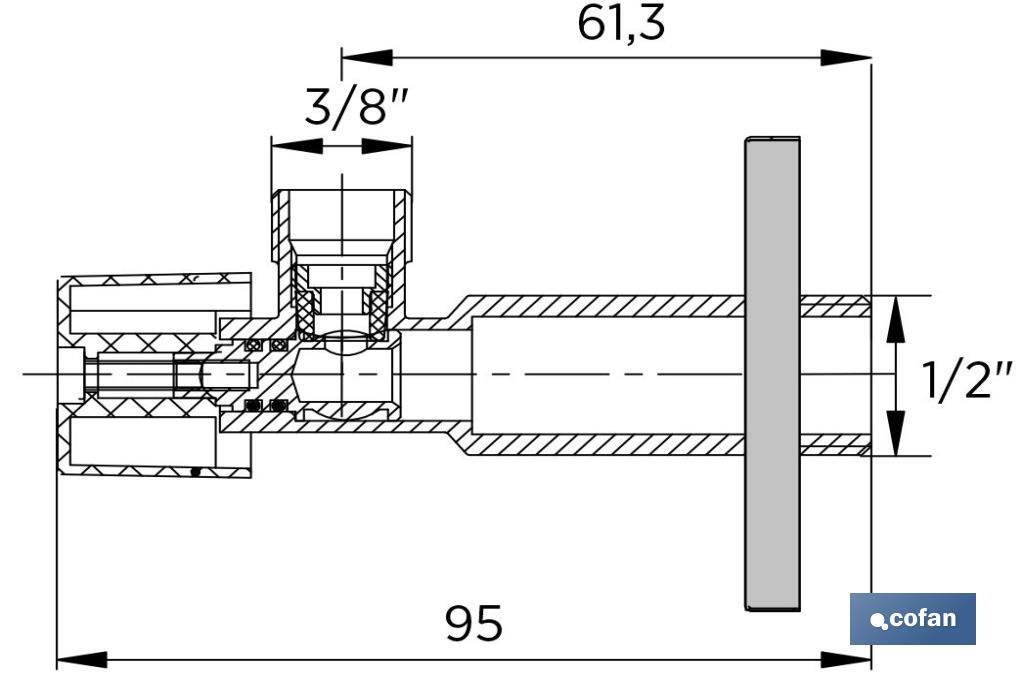 Ensemble de 2 Valves d'Équerre | Dimensions : 1/2" x 3/8" | Fermeture et Ouverture 1/4 de Tour | Fabriqué en Laiton CW617N - Cofan