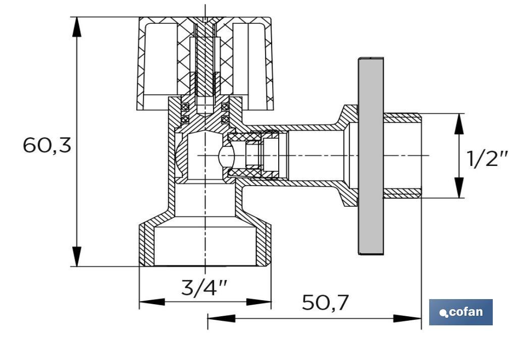 Angle valve for washing machine 1/2" x 3/4" - Cofan