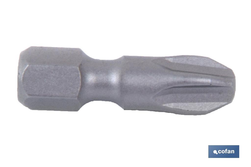 Puntas Phillips de atornillar en 1/4' | Con huellas desde PH 0, PH 1, PH 2 y PH 3 | Versiones de 25 y 50 mm de longitud - Cofan