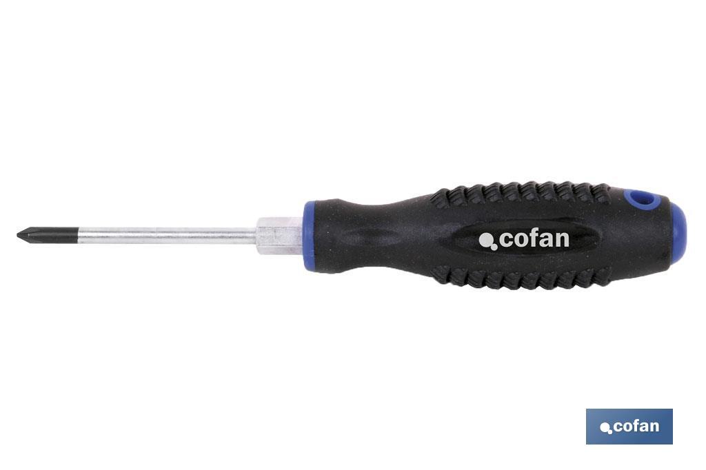 Phillips screwdriver with hexagonal ferrule | DIN ISO 8764-1 | Confort Plus Model | Available sizes from PH1 to PH3 - Cofan