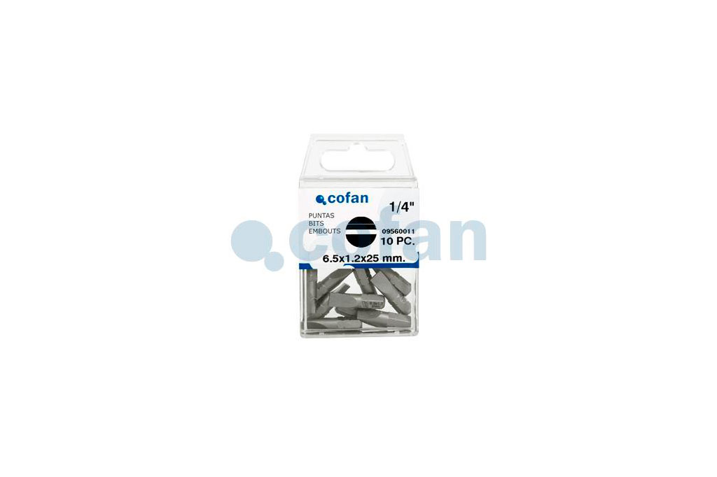 Punta Plana para atornillador de Acero | Modelo 1/4" Plano Estándar | Longitud 25 y 50 mm - Cofan