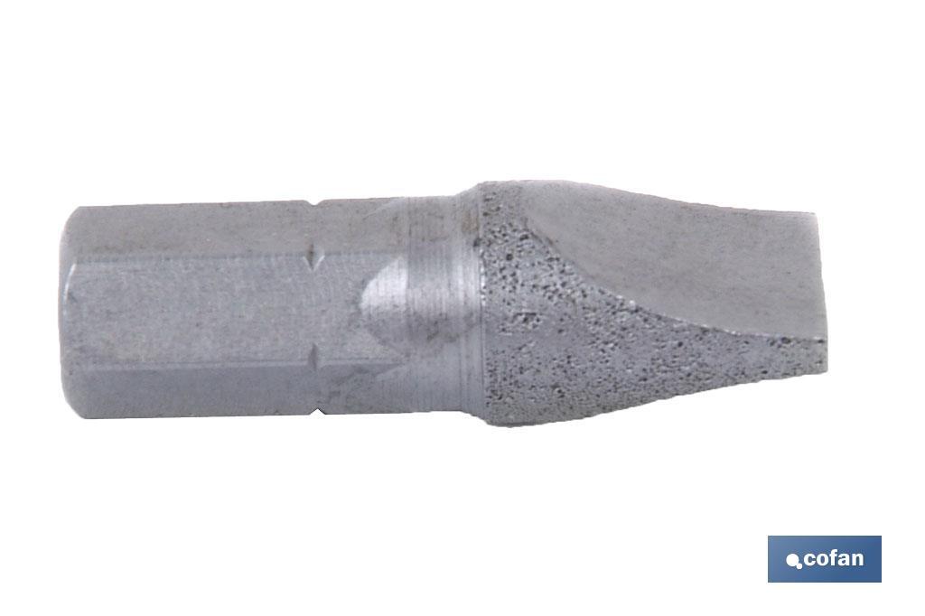 Punta Plana para atornillador de Acero | Modelo 1/4" Plano Estándar | Longitud 25 y 50 mm - Cofan